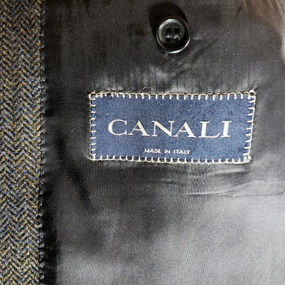 Canali S/C Gray -Herringbone 3Btn Wool/Cashmere Blend - Picture 8 of 13